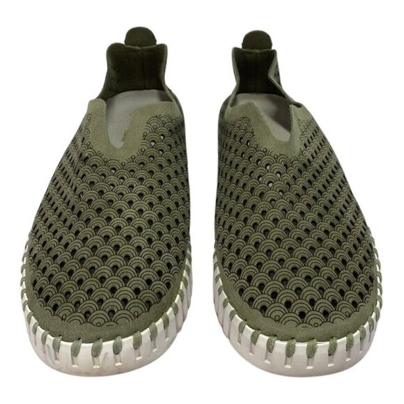 PC3 Ilse Jacobsen Tulip Army Green Perforated Women's Slip on Sneakers Size 40 - Picture 2 of 7